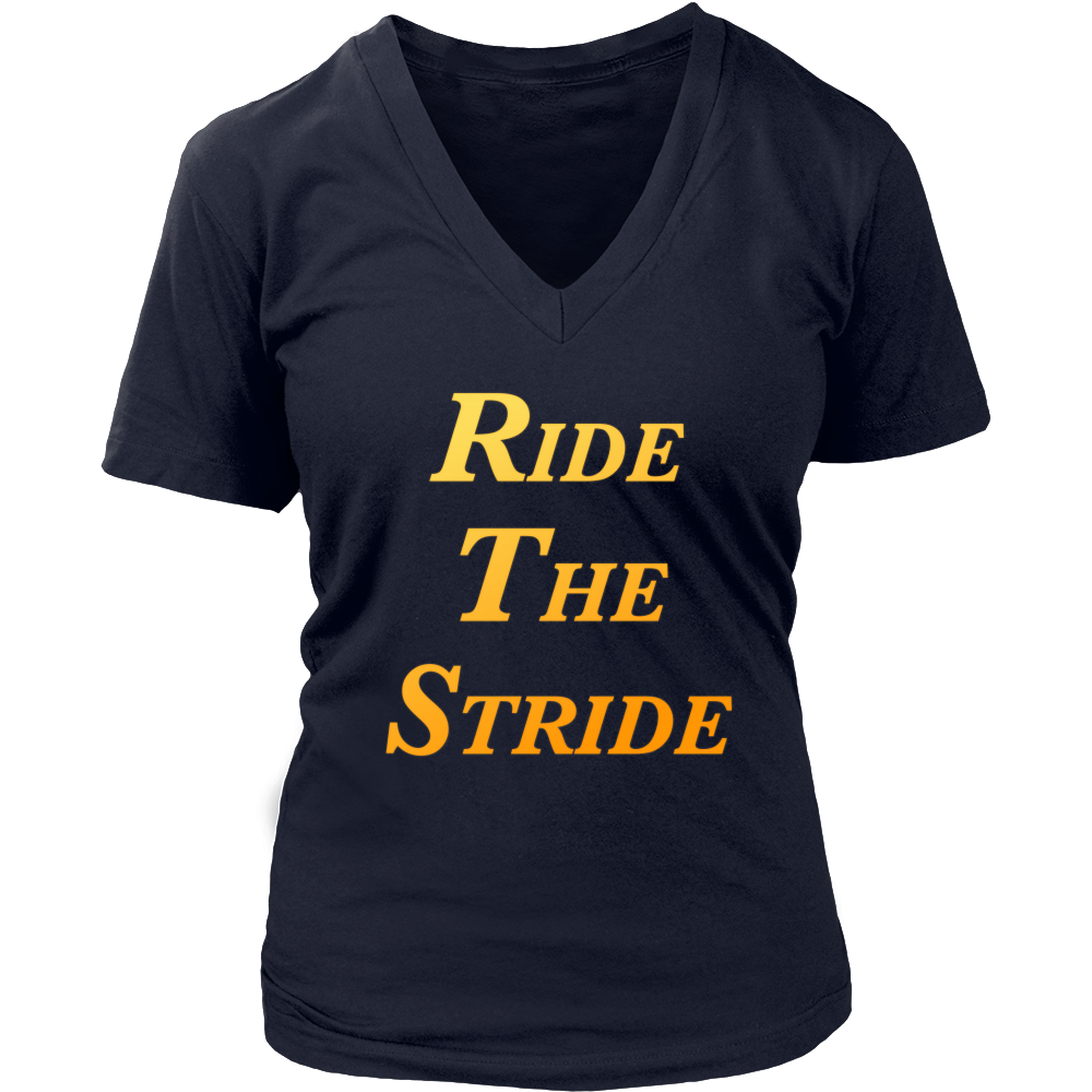 Ride The Stride Ladies V-Neck Tee